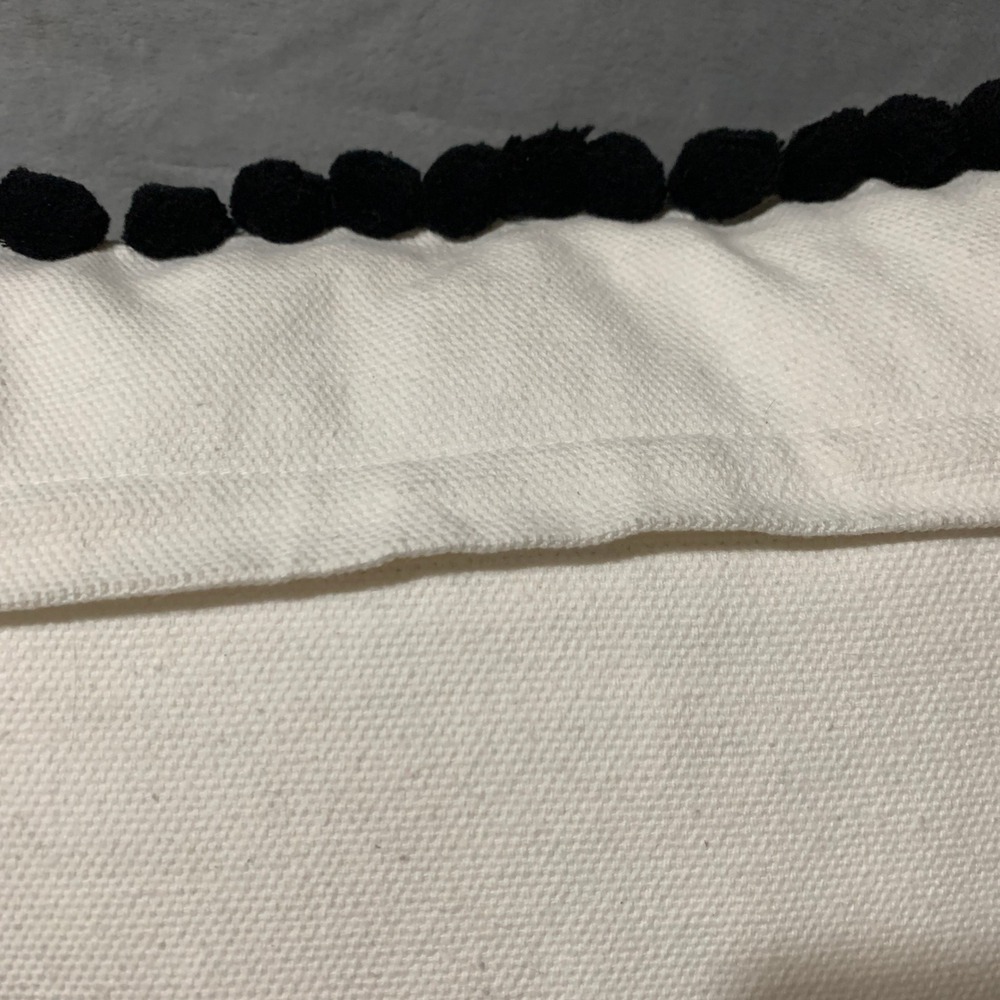 Holiday Noel Pillow Black White Pom Pom Pearl Embellished Throw Pillow Christmas - Picture 7 of 12